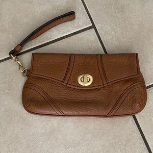 Talbots Brown Leather Wristlet Clutch